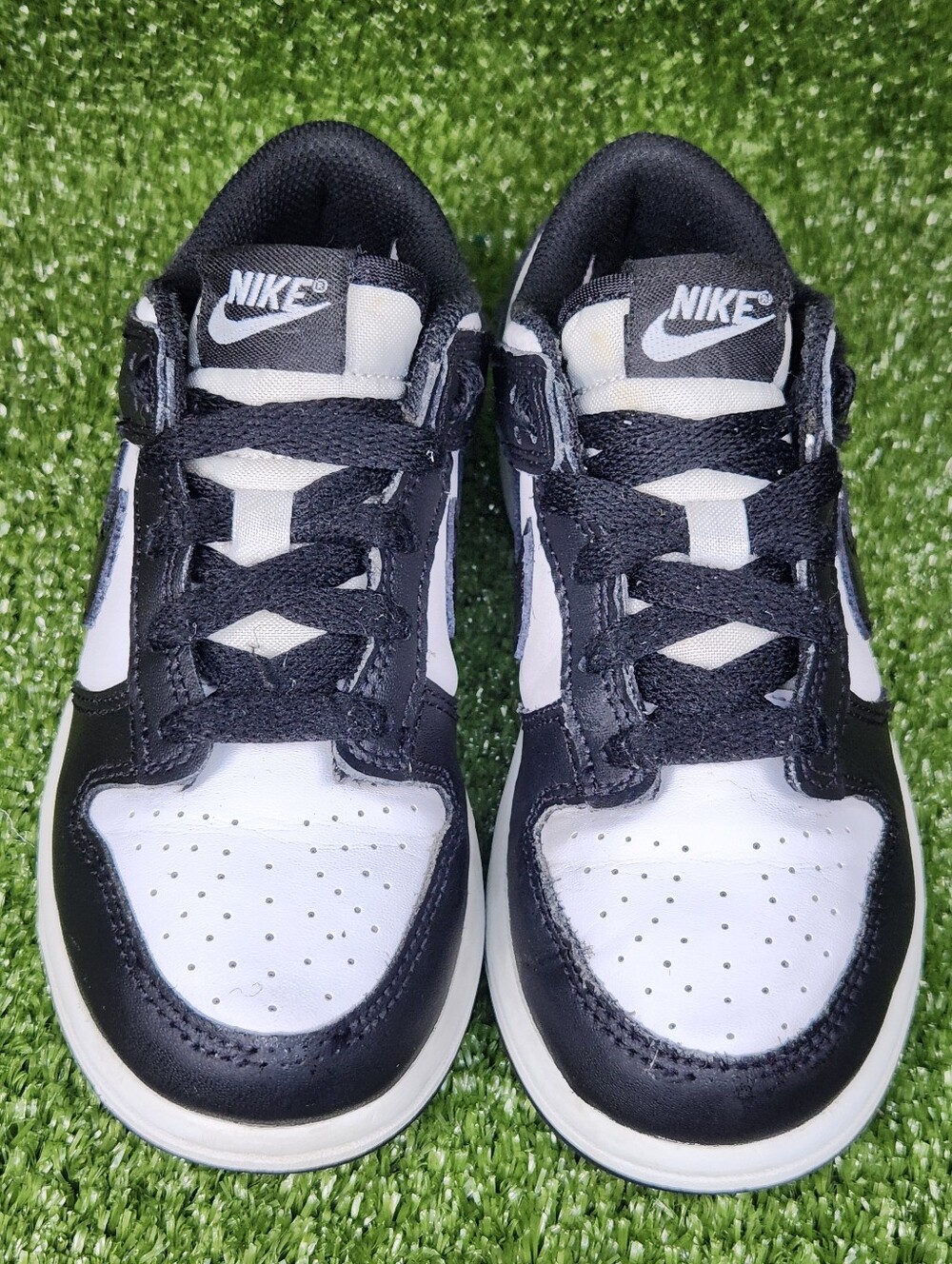 Nike Dunk Retro Low Little Kids Boys Black White Leather Sneakers Shoes Size 13C - Picture 11 of 14